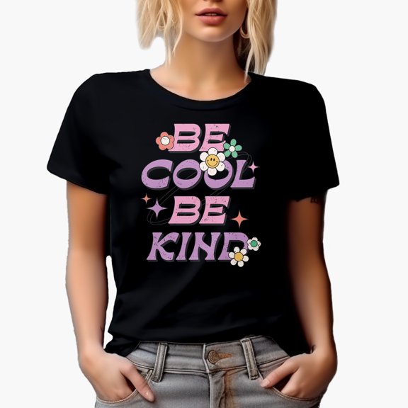 Distressed Retro Be Cool, Be Kind Art, Merch Gift, Black T-Shirt, Small