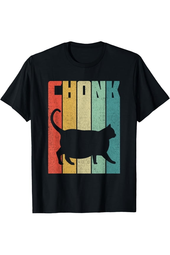 Distressed Retro Chonk Cat Tee 80s Funny Fat Cat Meme T-Shirt