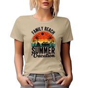Distressed Retro Family Beach Summer Vacation, Tan T-Shirt, Large