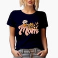 thumbnail image 1 of Distressed Retro Floral Mom & Butterflies Art, Mother's Day Gift, Navy Blue T-Shirt, Medium, 1 of 5