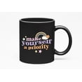 thumbnail image 1 of Distressed Retro Make Yourself a Priority, Groovy Wavy Text Art Merch Gift, Black 11oz Ceramic Mug, 1 of 5