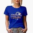 thumbnail image 1 of Distressed Retro Make Yourself a Priority, Groovy Wavy Text Art Merch Gift, Royal Blue T-Shirt, XL, 1 of 5