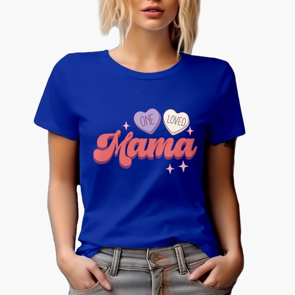 Distressed Retro One Loved Mama, Mother-To-Daughter Mother's Day Gift, Royal Blue T-Shirt, XL