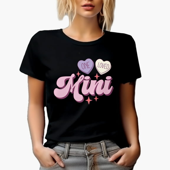 Distressed Retro One Loved Mini, Mother-To-Daughter Mother's Day Gift, Black T-Shirt, Small