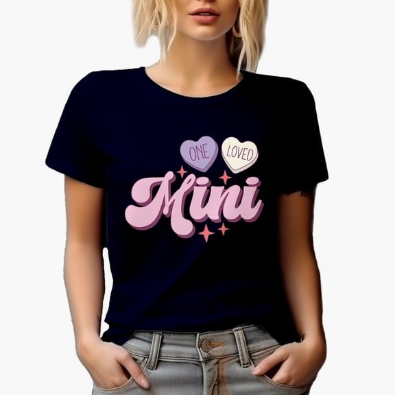Distressed Retro One Loved Mini, Mother-To-Daughter Mother's Day Gift, Navy Blue T-Shirt, 3XL