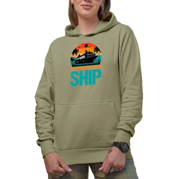 Distressed Retro This Week, I Don't Give a Ship, Cruise Vacation Pun Quote, Sand Hooded Sweatshirt or Hoodie, 3XL