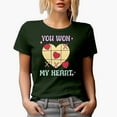 thumbnail image 1 of Distressed Retro You Won My Heart, Valentine's Day Game Art Merch Gift, Military Green T-Shirt, Small, 1 of 5