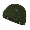 thumbnail image 1 of Distressed Ring Beanie Hat Unisex Fashion Hip-hop Slouchy Knitted Skull Caps Army Green, 1 of 2