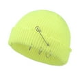 thumbnail image 1 of Distressed Ring Beanie Hat Unisex Fashion Hip-hop Slouchy Knitted Skull Caps Fluorescent Green, 1 of 2