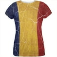 thumbnail image 1 of Distressed Romanian Flag All Over Womens T Shirt Multi 2XL, 1 of 2