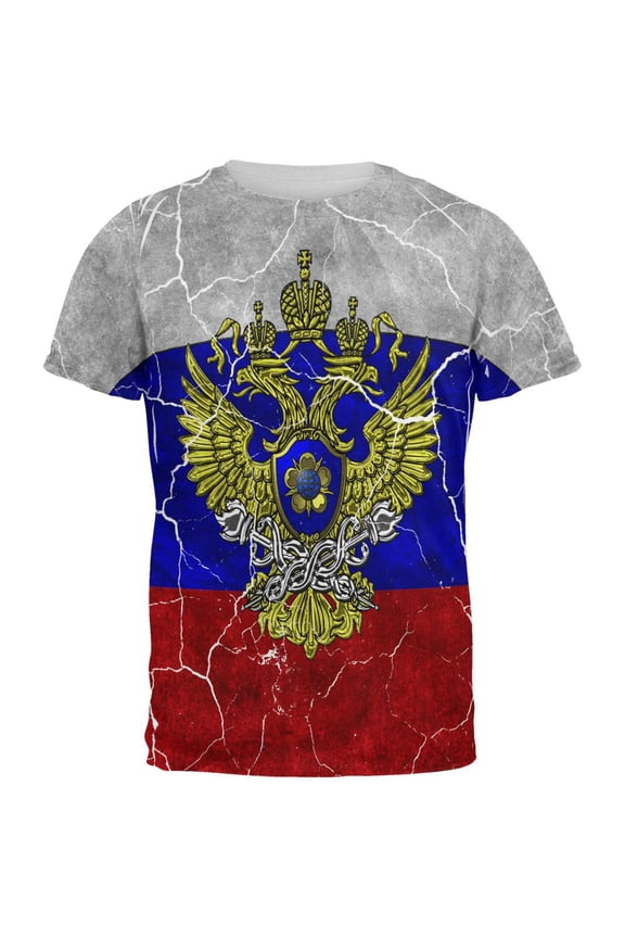 Distressed Russian Imperial Flag All Over Mens T Shirt Multi X-LG