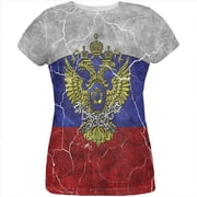 Distressed Russian Imperial Flag All Over Womens T Shirt Multi 2XL