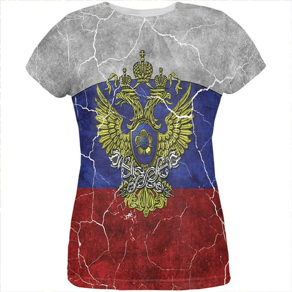 Distressed Russian Imperial Flag All Over Womens T Shirt Multi LG