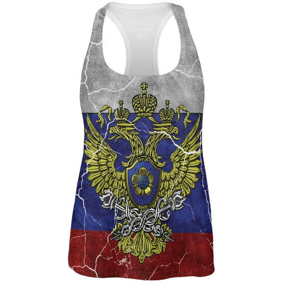 Distressed Russian Imperial Flag All Over Womens Work Out Tank Top Multi 2XL