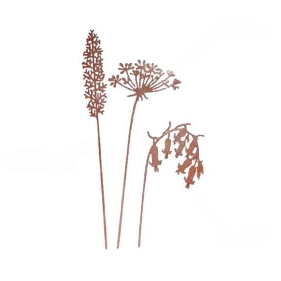 Distressed Rust Iron Flower Stake Vintage Metal Garden Decor Antique Finish Faux Flower For Home Table Centerpiece Patio Decoration，Set of 3, Waterproof Decor, Gift for Mom