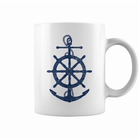 Distressed Sail Boating Nautical Grungy Anchor Coffee Mugs