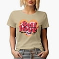 thumbnail image 1 of Distressed Self Love Is the Best Love - Retro Groovy Wavy Text Valentines Day Art Merch Gift, Tan T-Shirt, Large, 1 of 5