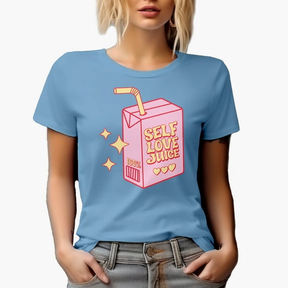 Distressed Self Love Juice - Retro Juice Pack Valentine's Day Art Merch Gift, Baby Blue T-Shirt, Large