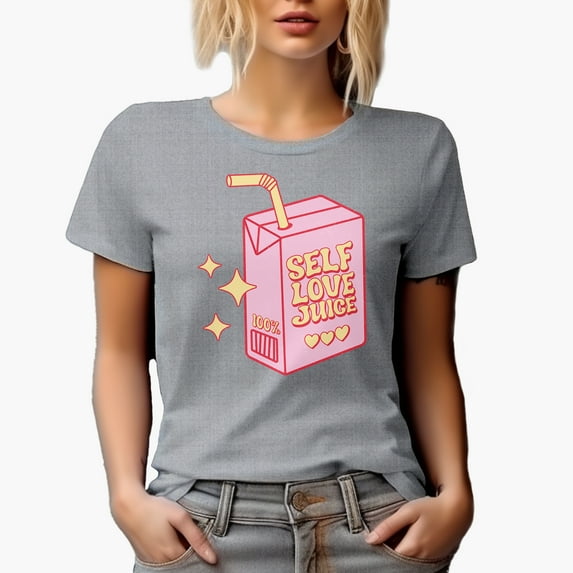Distressed Self Love Juice - Retro Juice Pack Valentine's Day Art Merch Gift, Heather Grey T-Shirt, Medium