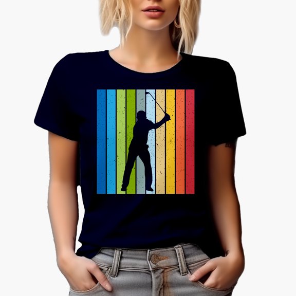 Distressed Shadow of a Golf Player, Golfing or Golfer Themed Merch Gift, Navy Blue T-Shirt, 2XL