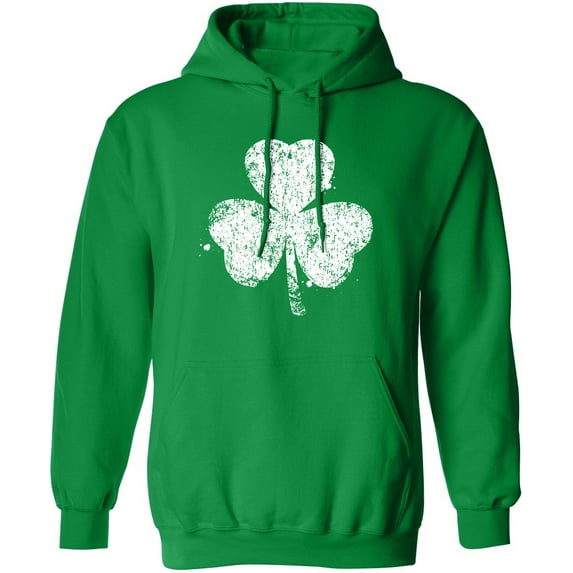 Distressed Shamrock Hoodie Irish Green (2XL)