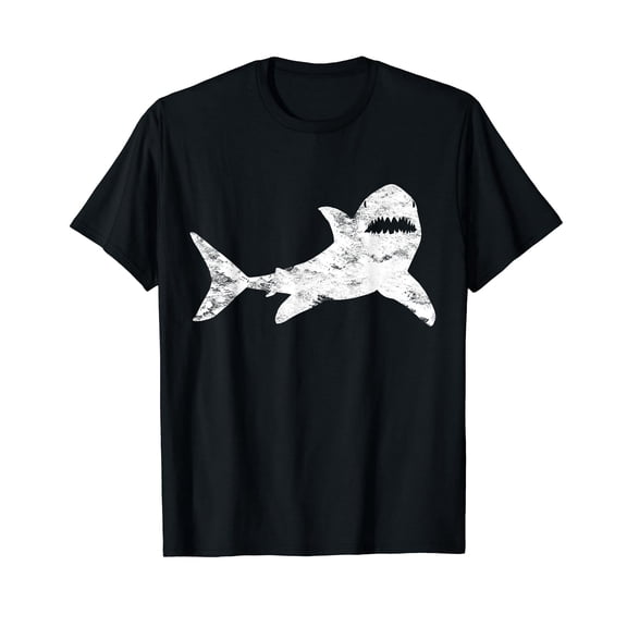 Distressed Shark Silhouette Unisex Graphic Short Sleeve T-Shirt