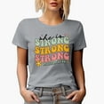 thumbnail image 1 of Distressed She Is Strong, Proverbs 31 25 - Retro Wavy Scripture Text Art, Christian Merch Gift, Heather Grey T-Shirt, 3XL, 1 of 5