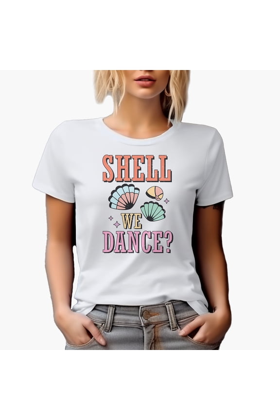 Distressed Shell We Dance Pun Quote - Shells, Beach & Dancing Themed Favor, Souvenir or Merch Gift, White T-Shirt, XL