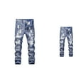 thumbnail image 1 of Distressed Skinny Fit Stretch Denim Jeans for Boys, Ripped Stacked Pants, Destroyed Casual Slim Fit, 1 of 6