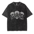thumbnail image 1 of Distressed Skull Print Washed T-Shirt Retro Street Style Loose Fit Summer Couple Unisex Casual Tee Y2K Hip Hop Style, 1 of 3