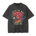 thumbnail image 1 of Distressed Skull Print Washed T-Shirt Retro Street Style Loose Fit Summer Couple Unisex Casual Tee Y2K Hip Hop Style, 1 of 3
