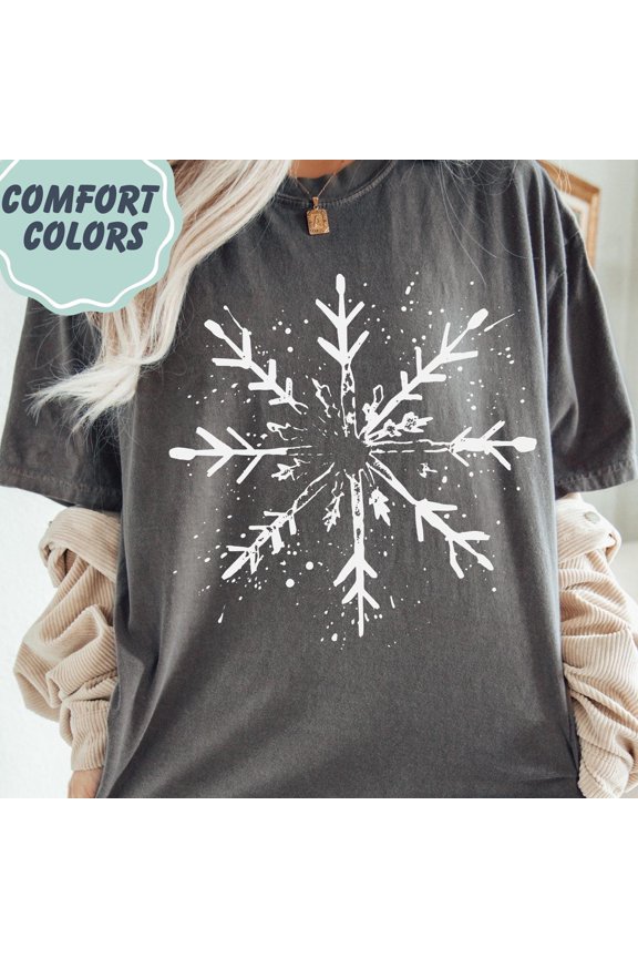 Distressed Snowflake TShirt Winter Graphic Tee