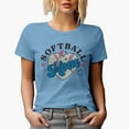 thumbnail image 1 of Distressed Softball Mom - Retro Art Merch Gift, Baby Blue T-Shirt, Large, 1 of 5