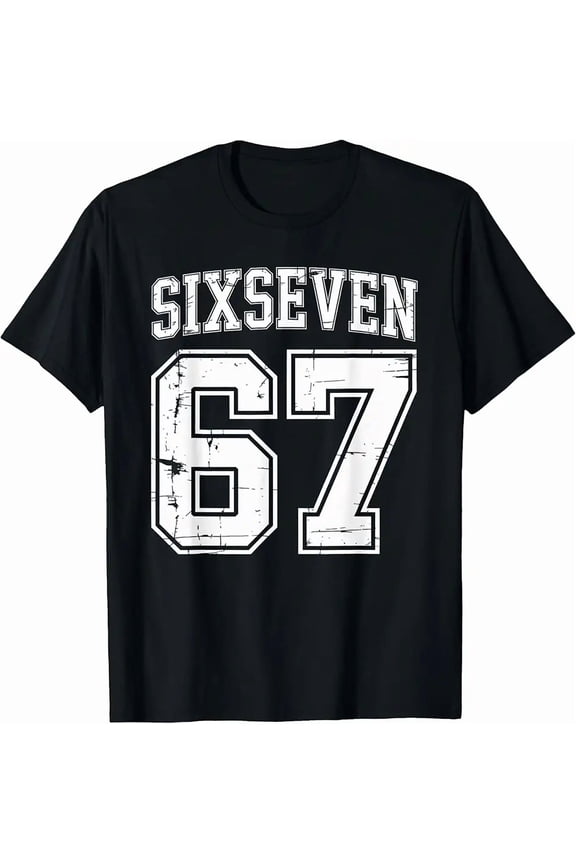 Distressed Sport Number 67 Six Seven Graphic for Men Women Casual T-Shirt