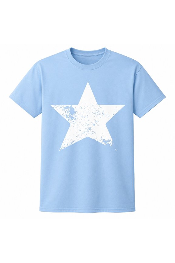 Distressed Star Graphic T-Shirt, Unisex Classic Fit Short Sleeve Tee