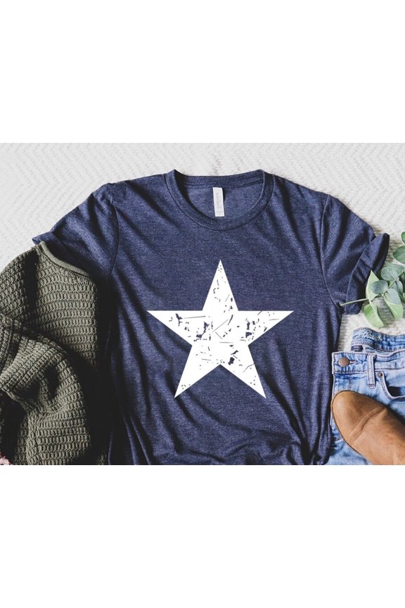 Distressed Star Shirt White Star Shirt Star Shirt Star Tee Shirt Big Star T Shirt Star Shi