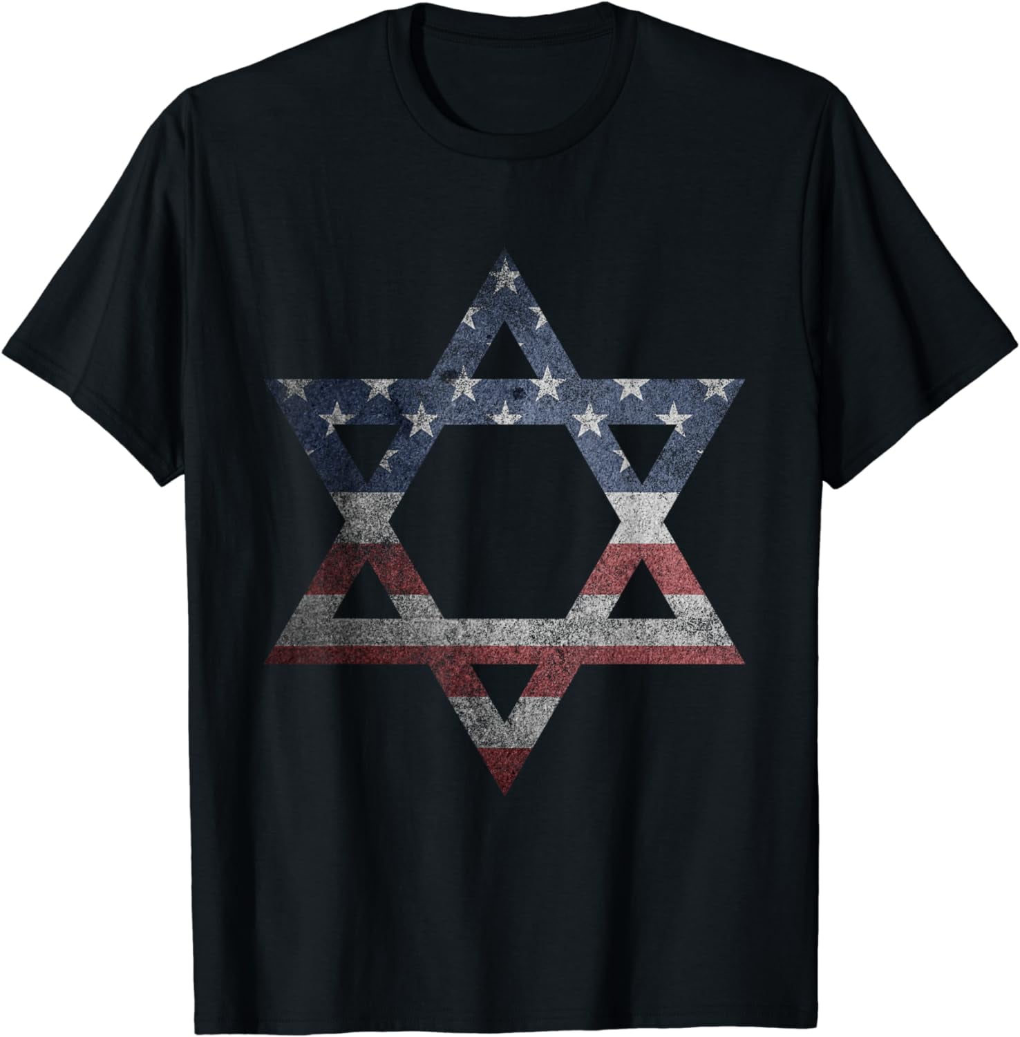 Distressed Star of David Jews Jewish Gifts USA American Flag T-Shirt ...