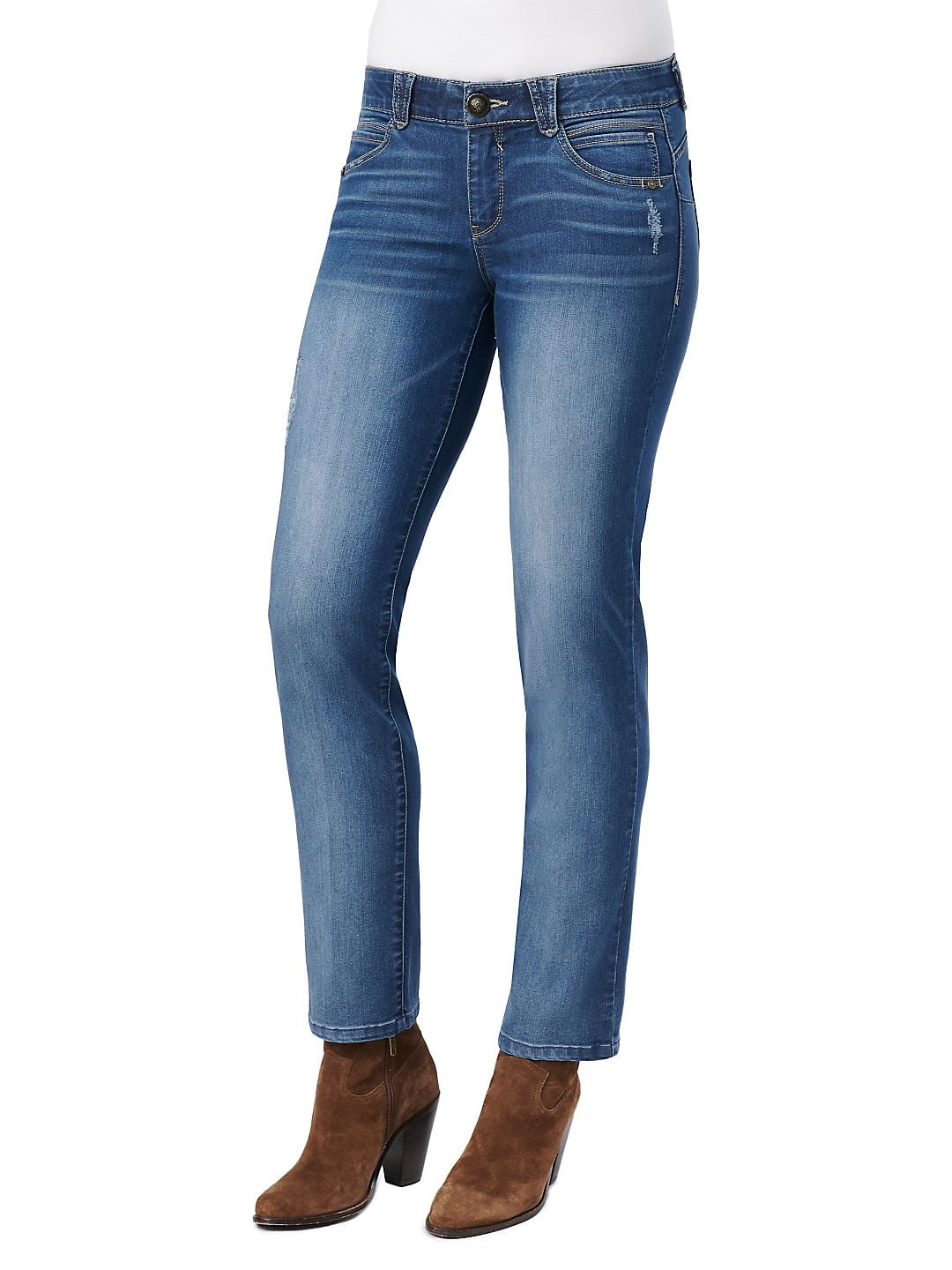 Distressed Straight Jeans with Pockets main image 1