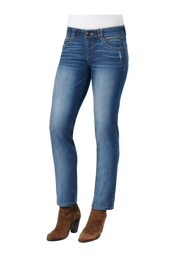 Distressed Straight-Leg Jeans