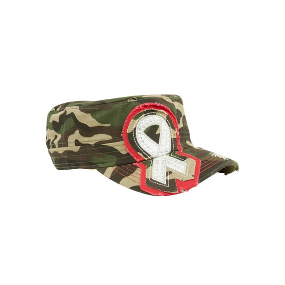 Distressed Style Adjustable Cadet Hat - Camouflage Ribbon