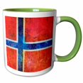 thumbnail image 1 of 3drose, Distressed Style Grunge Flag of Norway, 15oz Two-tone Green Mug, 1 of 6
