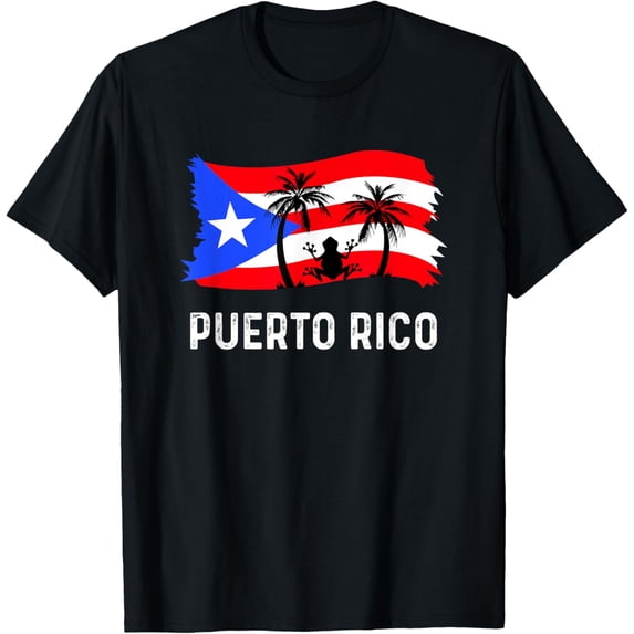 Distressed Style Puerto Rico Frog Puerto Rico T-ShirtMen and women, Black T-shirt, size: Extra large