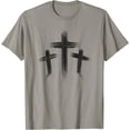thumbnail image 1 of Distressed Style Three Crosses Jesus Christian T-Shirt for Faith-Inspired Comfort, 1 of 5