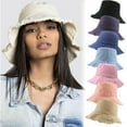 thumbnail image 1 of Distressed Sun Hats for Women Summer Casual Wide Brim Cotton Bucket Hat Beach Vacation Travel Accessories, 1 of 8