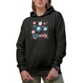 thumbnail image 1 of Distressed Sweet Land of Liberty, Retro 4th of July Art, Black Hooded Sweatshirt or Hoodie, Small, 1 of 5