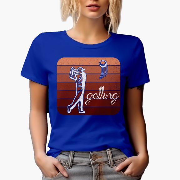 Distressed Swinging Golf Player, Golfing or Golfer Themed Merch Gift, Royal Blue T-Shirt, Medium