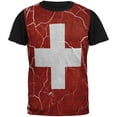 thumbnail image 1 of Distressed Swiss Flag All Over Mens Black Back T Shirt Multi MD, 1 of 1