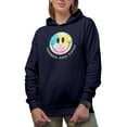 thumbnail image 1 of Distressed Tanned and Tipsy, 90s Retro & Tie Dye Art Summer Merch Gift, Navy Blue Hooded Sweatshirt or Hoodie, Large, 1 of 5
