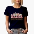 thumbnail image 1 of Distressed Teacher, Helping Little Minds Grow, Retro Flowers & Teacher's Day Art Merch Gift, Navy Blue T-Shirt, XL, 1 of 5