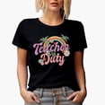 thumbnail image 1 of Distressed Teacher Off Duty, Retro Vacation or Summer Art Merch Gift, Black T-Shirt, 2XL, 1 of 5
